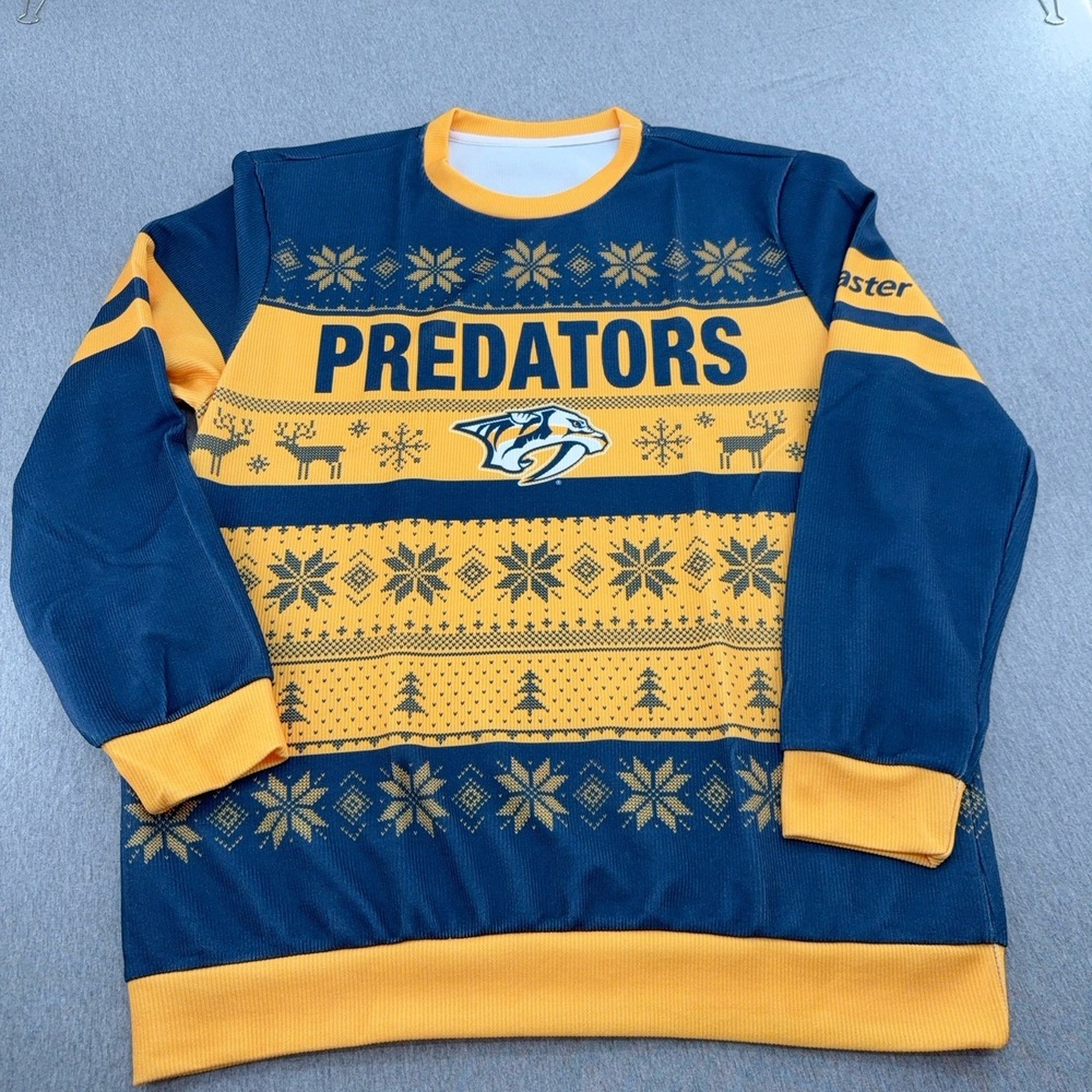 Nashville Predators Ugly Christmas Sweater XL Adult Hockey Holiday Fan NWOT